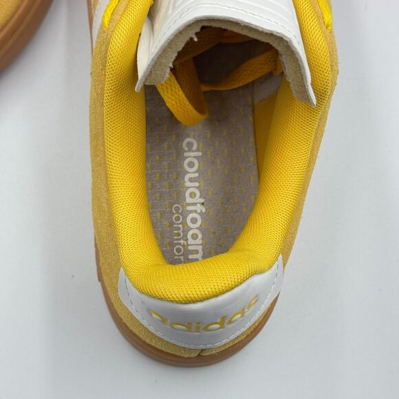 Adidas Grand Court Base Mens 9 Utility Yellow White Suede Gum Sole PRISTINE main image 5